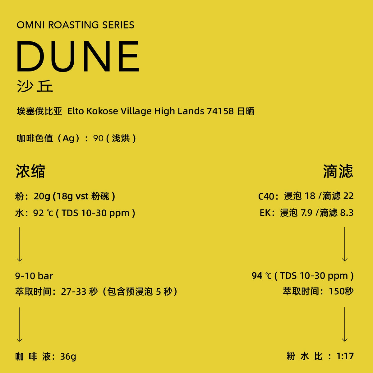 【白鲸咖啡】omni烘焙 沙丘 埃塞 Elto Kokose 74158 日晒